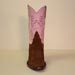 Custom Tan Pig Suede Rough Out Shorty Cowboy Boot with Hand Stitched Pink Calf Top