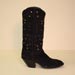 Custom Cowboy Boot of Black Cashmere Suede with Rhinestones