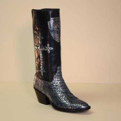 Blue Metallic Python Custom Cowboy Boot