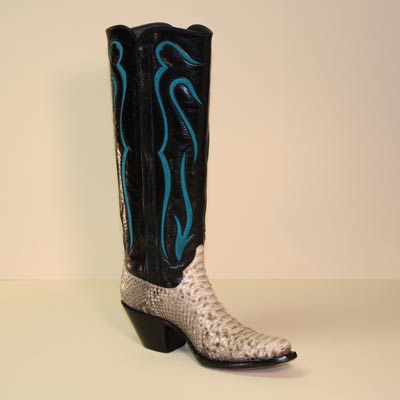 Tall Top Natural Python Custom Cowboy Boot w Zipper