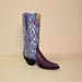Custom Gallegos Style Cowboy Boot Purple Ostrich with Blue Inlayed Kid Top