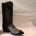 Custom Made Black French Calf Cowboy Boot with Gray Eagle and Star Overlay