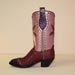 fancy cowboy boot with burgundy ostrich burgundy alligator and pearlized pink kid
