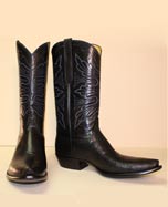 Black Tezu Lizard Cowboy Boot with Black Calf Blue Stitched top