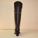 high heeled tall top custom made ladies dress boot of brown calf with suede collar