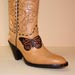 custom tan fashion monarch cowboy boot with buckstitching