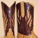 saddle tan full quill ostrich custom cowboy boots with inlayed tops