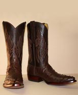 Nicotine Ostrich Handmade Cowboy Boot with Inlayed Tops