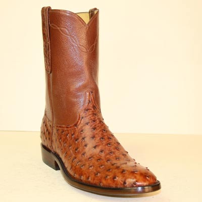 Vintage Brandy Ostrich Custom Made Roper Style Cowboy Boot