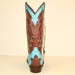 turquoise caiman custom made cowboy boot with cognac shadow goat and silver crosses