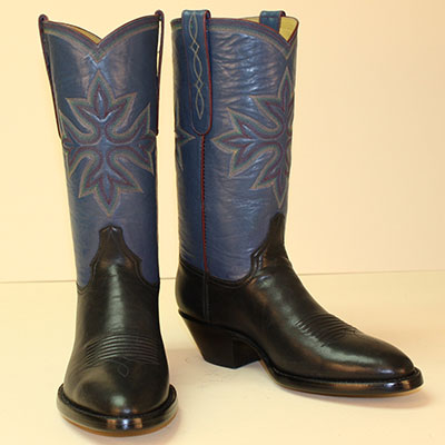 Blue Kangaroo Custom Cowboy Boot with 11 row handstitched medallion