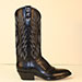 Custom Made Black Buffalo Cowboy Boots with Initals in the the Ear Pulls and a Spat accent on the vamps