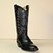 Handmade Cowboy Boots Black Buffalo with Custom Vamp Spat Accent and Initial Inlayed ear pulls