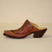 Handmade Slip-On Mule of Cognag Ostrich with Hand Tooling