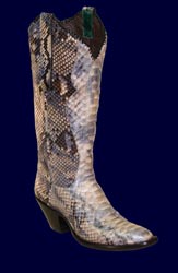 Handcrafted and Handpainted Full Blue Pearl Python Custom Made Cowboy Boot