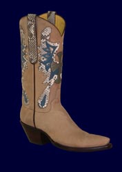 Custom Made Vintage Calf Cowboy Boot with Python and Gunmetal Cross