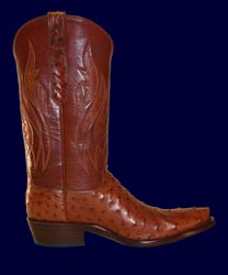 Handmade Dark Cognac Pin Ostrich Cowboy Boot