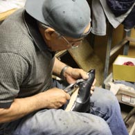 carmelo at work on a custom men's shoe
