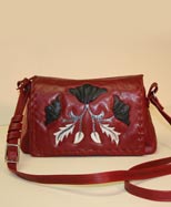 Red Purse with Black Flowers