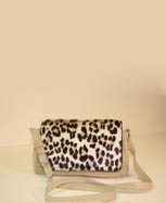 Tan Suede Handbag with Animal Fur Print