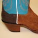 Custom Shorty Cowboy Boot of Rough Out Tan Pig Suede with Turquoise Hand Stitched Top