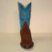Handmade Rough Out Tan Pig Suede Cowboy Boot with Hand Stitched Turquoise Top
