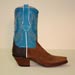 Custom Shorty Cowboy Boot of Tan Pig Suede with Turquoise Calf Top and Brown Elephant Counter