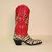 Custom Cowboy Boot of Black and White Stingray with Red Calf Shaft and Stingray Inlays