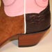 Custom Tan Pig Suede Cowboy boot with Black Cherry Elephant Counter and Hand Stitched Pink Calf Top