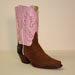 Custom Cowboy boot of Tan Pig Suede with Pink Calf Top