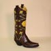 handmade chocolate brown alligator cowboy boot with handcrafted yellow roses
