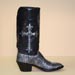 Custom Metallic Blue Python Cowboy Boot with Handcut Royal Cross