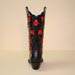 Custom Made Black Tezu Lizard Cowboy Boot with Handcut Red Rose Inlays