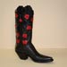 Handmade Tezu Lizard Cowboy Boot with Handcut Red Rose Inlays