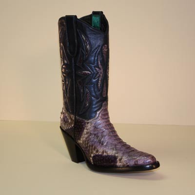 Metallic Purple Python Custom Cowboy Boot with 3 inch heel