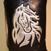 Black and Silver Handmade Cowboy Boot with Handcut Horse Head Overlay 