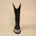 Black and Silver Custom Cowboy Boot with Horse Overlay