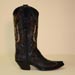 Custom Black Calf Cowboy Boot with Python Inlays and Rainbow Thread Stitch 