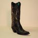 Custom Cowboy Boot Black Calf with Python and Rainbow Thread Stitch