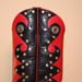 Black and Red Calf Custom Cowboy Boot with Silver Studs and Stone Conchos