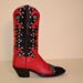 Custom Cowboy Boot Red and Black with Studs and Conchos
