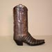 Handmade Cowboy Boot of Antiqued Gold Caiman and Pewter Kid