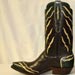 Custom Made Brown Green and Cream Calf Cowboy Boot with Inlays