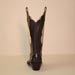 Custom Cowboy Boot of Brown Buffalo Calf with Golden Hand Cut Horse Head Overlay