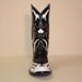 Handmade Black French Calf Cowboy Boot with White Calf Inlays and Piping