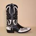 Custom Cowboy Boot Black and White French Calf with Inlays and Piping