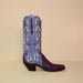 Handmade Cowboy Boot of Purple Ostrich with Inlayed Top