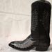Custom Cowboy Boot of Black French Calf with Gray Double Eagle Wing