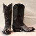 Black French Calf Custom Cowboy Boot with Gray Eagle Wing Overlay