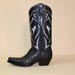 Handmade Navy Pin Ostrich Cowboy Boot with Navy Lavender and Silver Kid Top